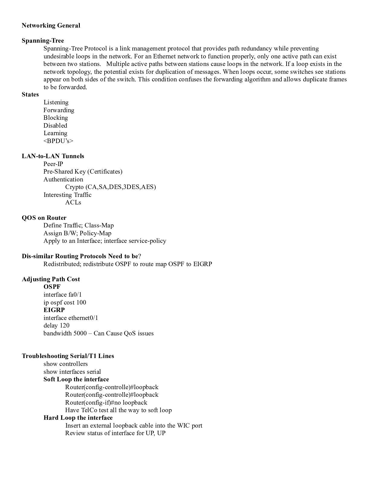 Preview image of Networking Notes2.docx  Networking General  Spanning-Tree  Spanning-Tree Protocol is a lin document